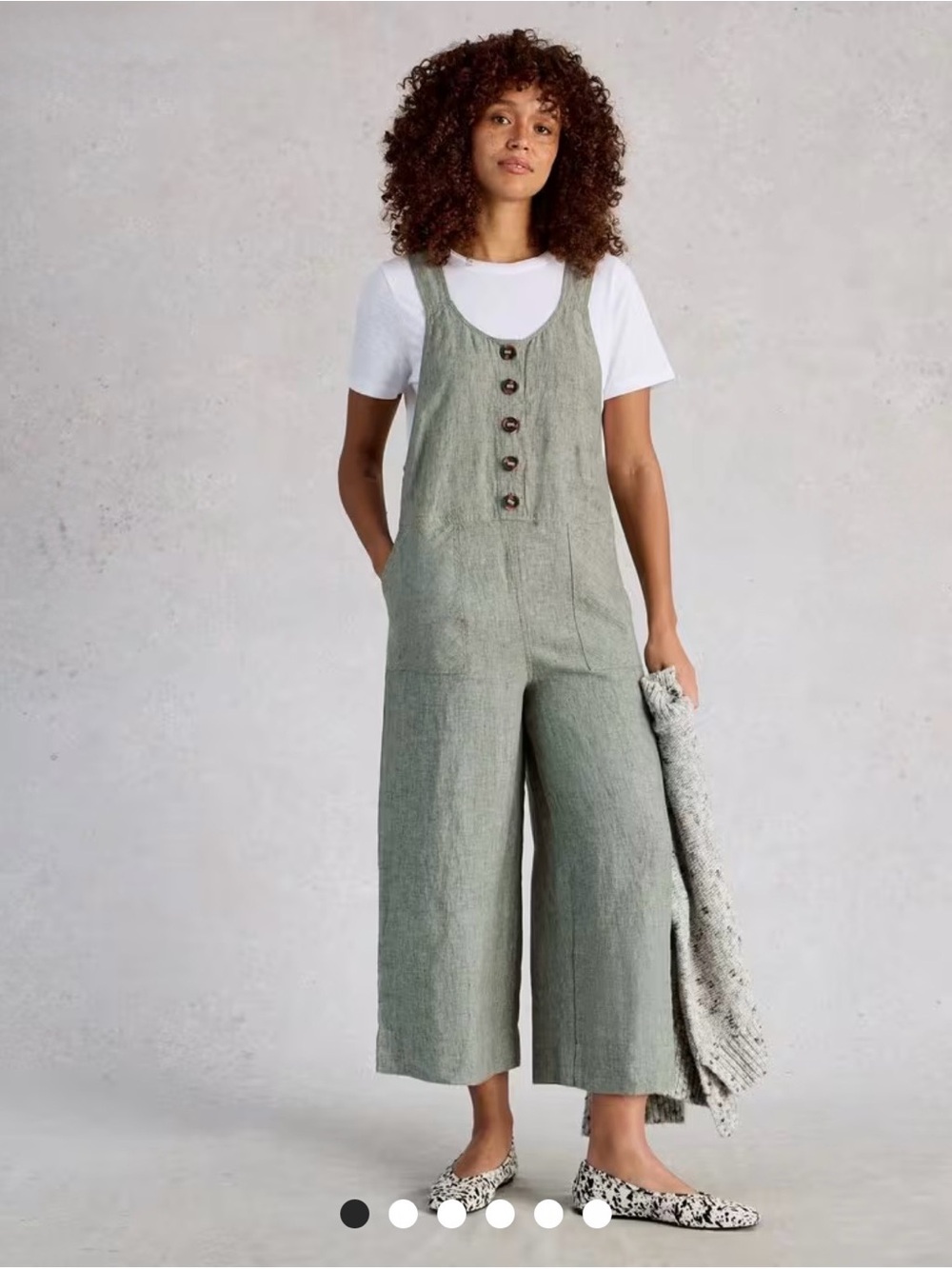 100% Linen Button Front Jumpsuit - White Stuff UK Brand